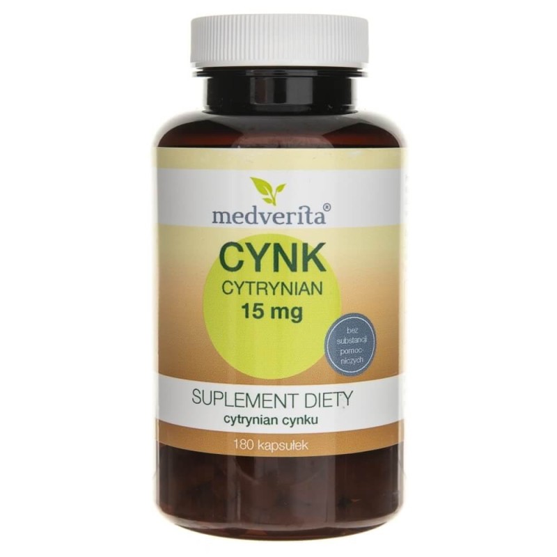 Medverita Cynk Cytrynian 15 mg - 180 kapsułek