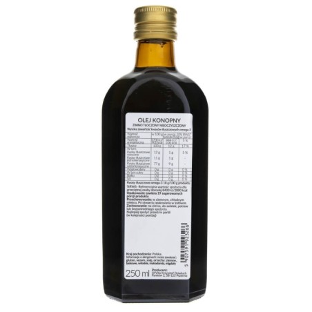Olvita Olej konopny zimno tłoczony nieoczyszczony - 250 ml