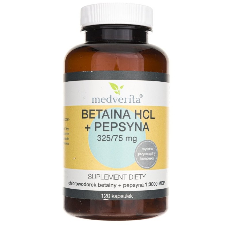 Medverita Betaina HCL + Pepsyna - 120 kapsułek