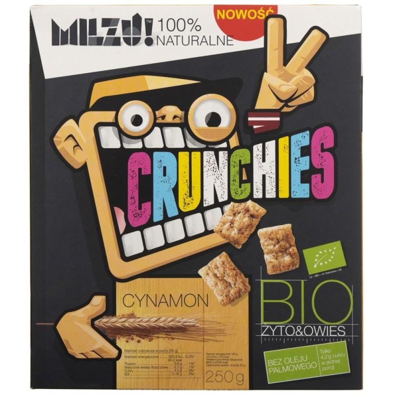 Milzu Płatki Crunchies żytnio - owsiane cynamonowe - 250 g