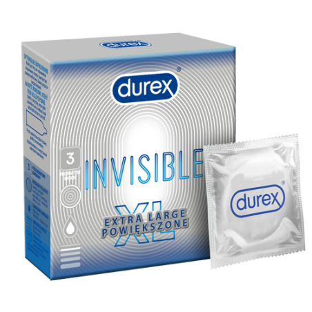 Durex Prezerwatywy Invisible XL - 3 sztuki