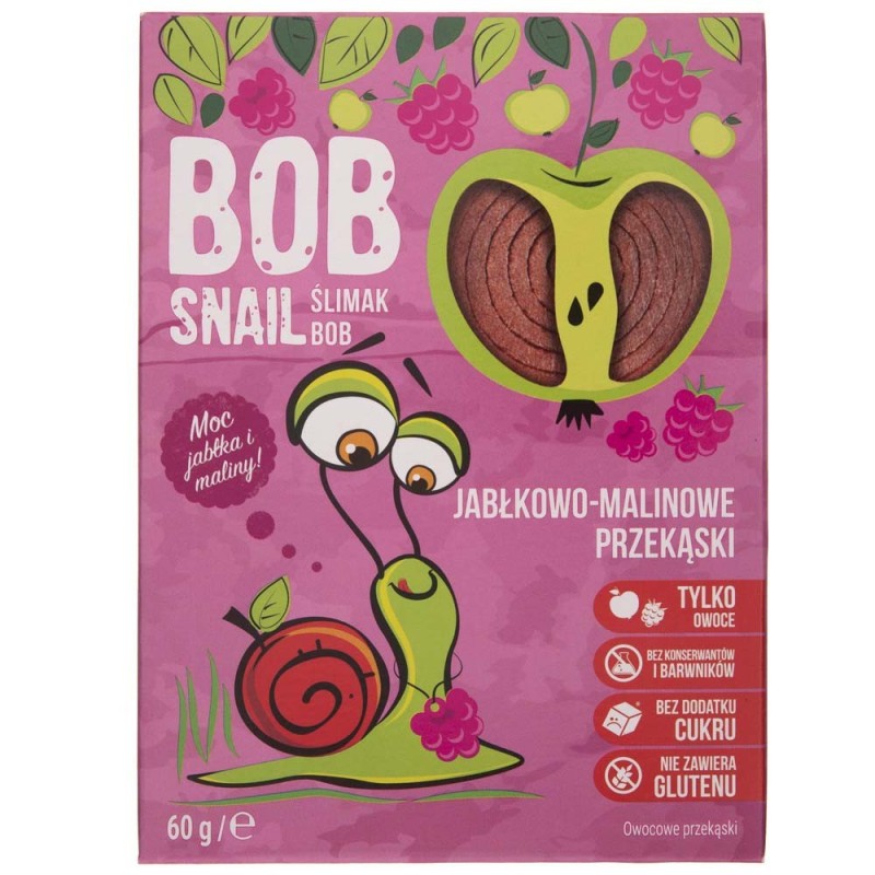 Bob Snail Przekąska jabłkowo-malinowa bez dodatku cukru - 60 g