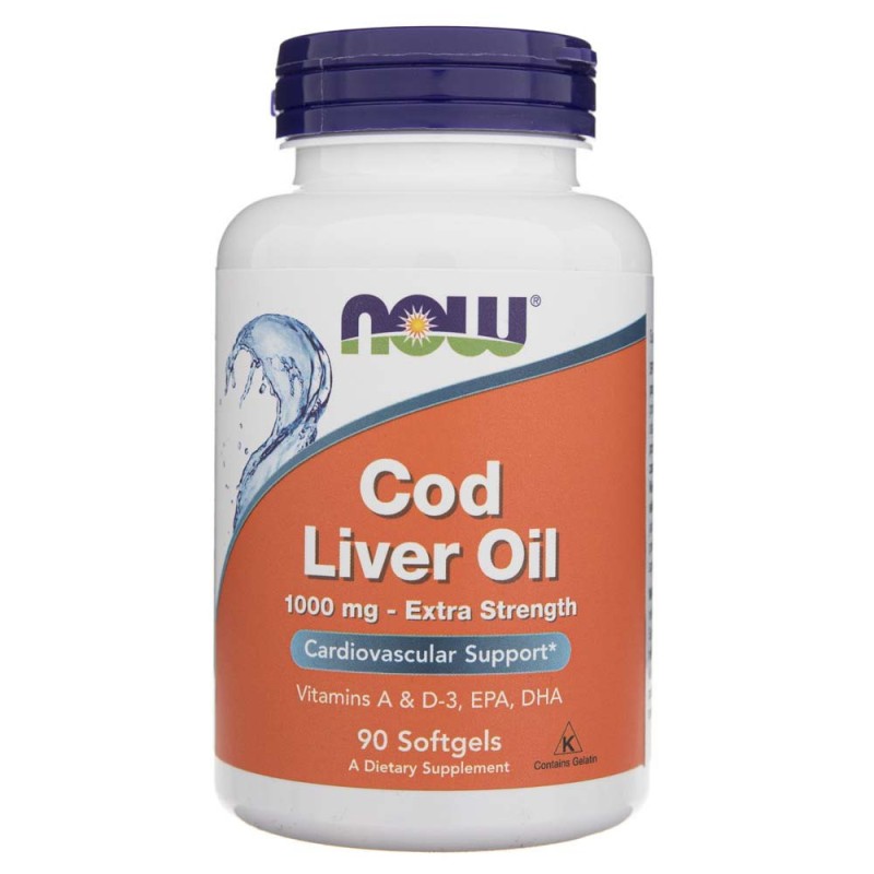 Now Foods Cod Liver Oil (Tran) 1000 mg - 90 kapsułek