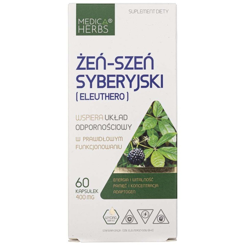 Medica Herbs Eleuthero (Żeń-szeń syberyjski) 400 mg - 60 kapsułek