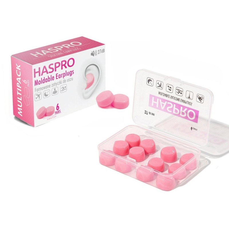 Haspro MOLD 6P Formowane zatyczki do uszu Różowe - 6 par