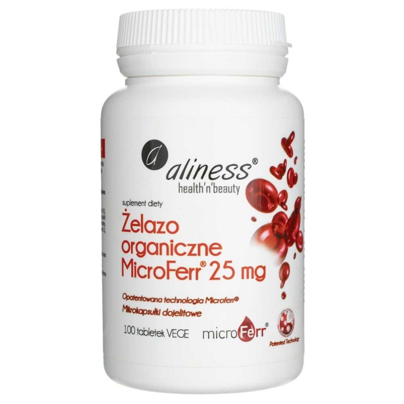 Aliness Żelazo organiczne MicroFerr® 25 mg - 100 tabletek