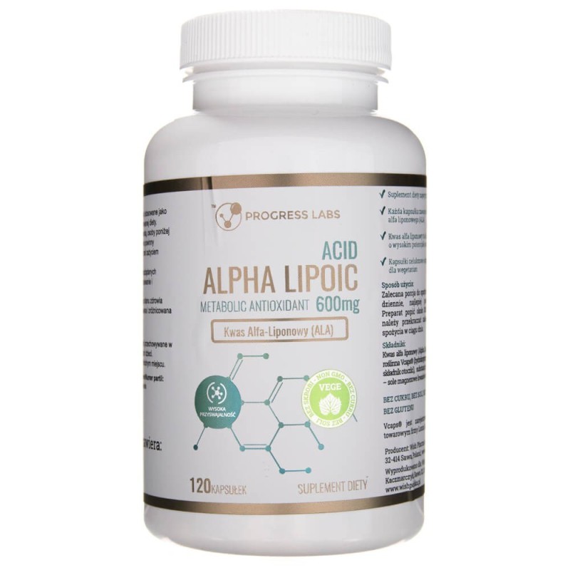 Progress Labs Kwas Alfa Liponowy (ALA) 600 mg - 120 kapsułek