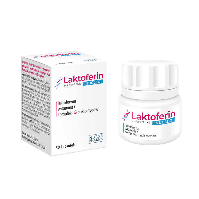 Norsa Pharma Laktoferin Nucleo - kompleks laktoferyny, witaminy C i 5 nukleotydów - 30 kapsułek