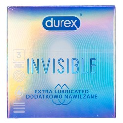 Durex prezerwatywy Invisible (Dodatkowo nawilżane) - 3 sztuk
