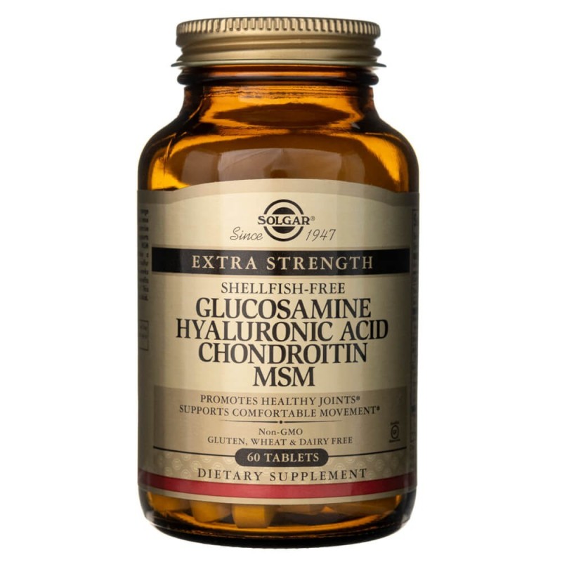 Solgar Glukozamina Kwas Hialuronowy Chondroityna MSM - 60 tabletek