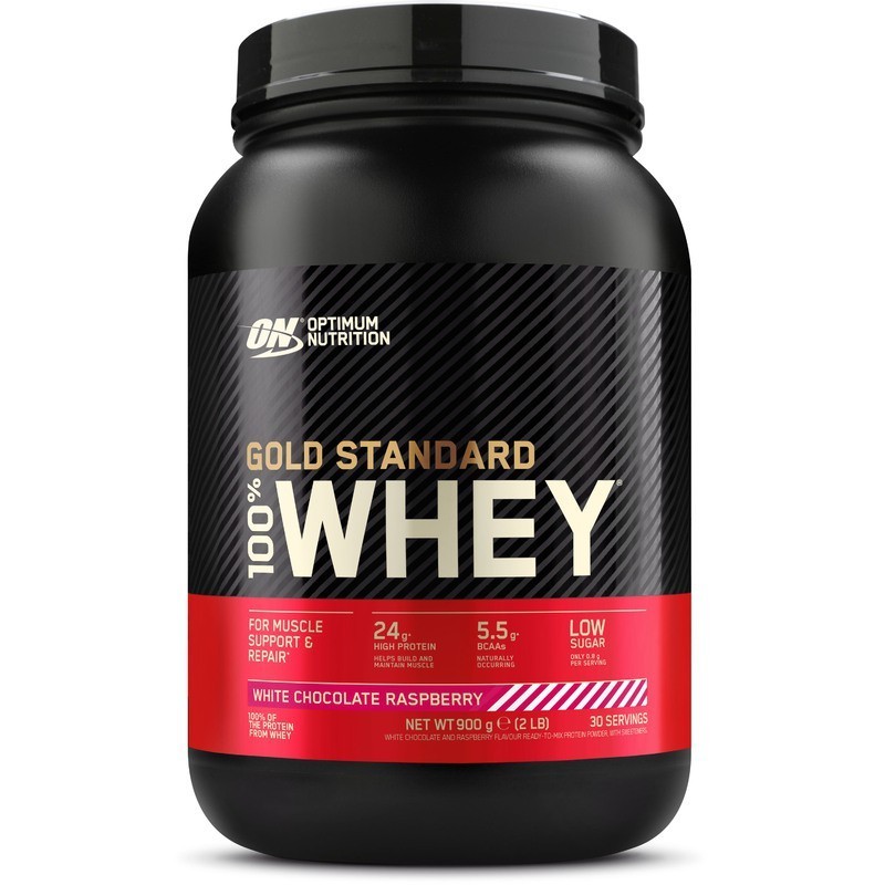 Optimum Nutrition Gold Standard 100% Whey Protein, biała czekolada malina  - 900 g