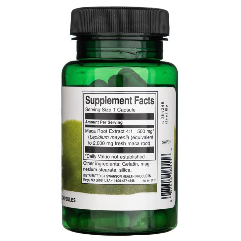 Swanson Maca Ekstrakt 500 mg 60 kapsułek | Medpak