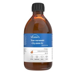 Vitaler's Tran norweski Omega-3 1200 mg + D3 2000 IU smak pomarańczowy - 250 ml