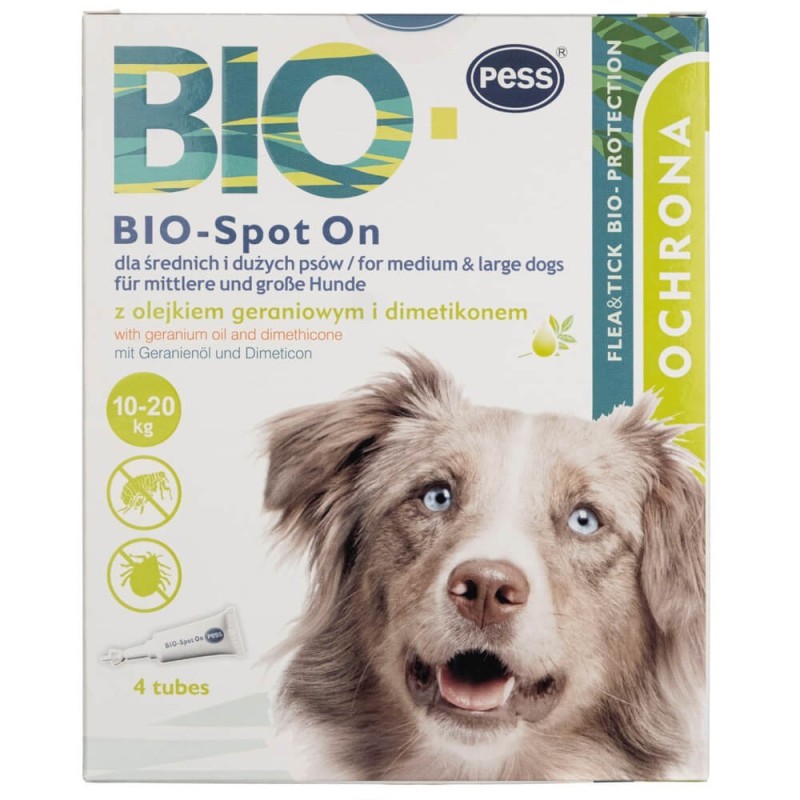 Pess Bio-Spot On z olejkiem geraniowym i dimetikonem dla średnich i dużych psów 10-20 kg