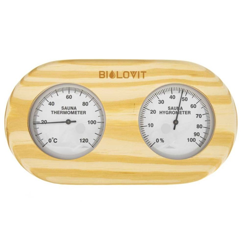 Bilovit Sosnowy termometr z higrometrem do sauny - do 120 stopni Celsjusza