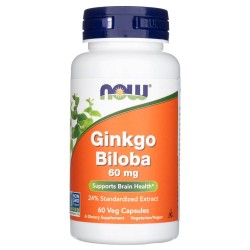Now Foods Ginkgo Biloba (Miłorząb Japoński) 60 mg - 60 kapsułek