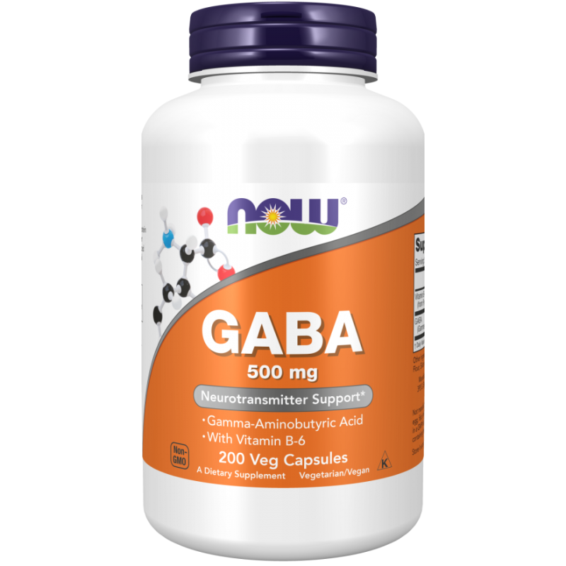 Now Foods GABA 500 mg z witaminą B6 - 200 kapsułek