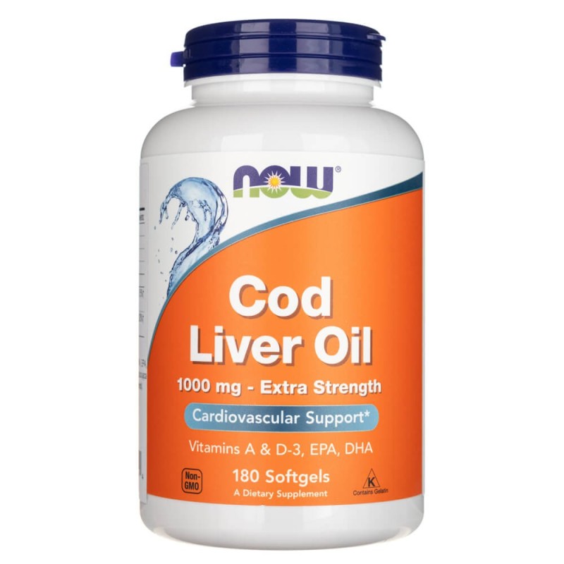 Now Foods Cod Liver Oil (Tran) 1000 mg - 180 kapsułek