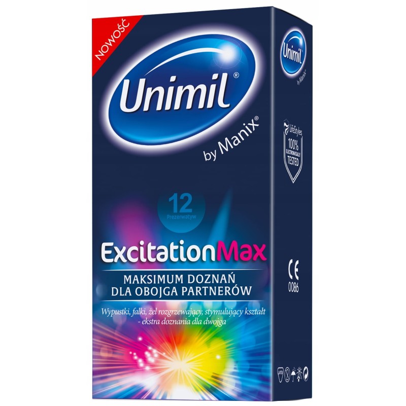 Unimil Prezerwatywy prążkowane Excitation Max - 12 sztuk