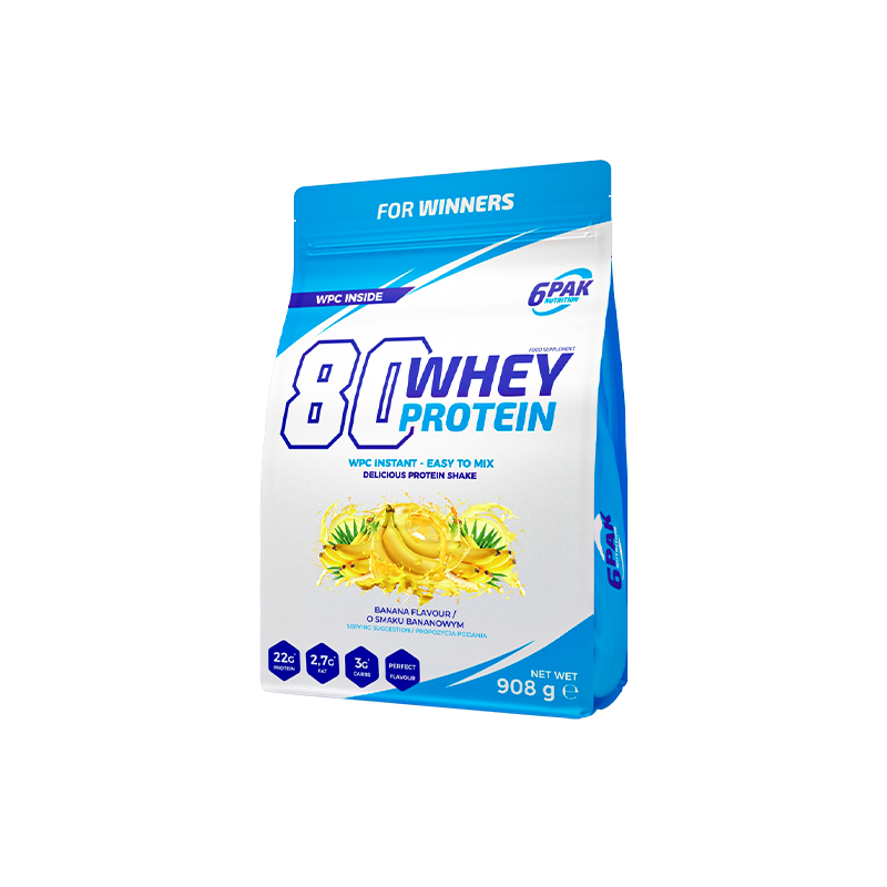 6PAK Białko 80 Whey Protein bananowe - 908 g