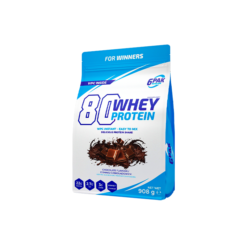 6PAK Białko 80 Whey Protein czekoladowe - 908 g