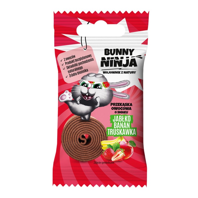 Bunny Ninja Przekąska owocowa o smaku jabłko-banan-truskawka - 15 g