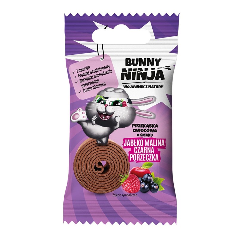 Bunny Ninja Przekąska owocowa jabłko-malina-czarna porzeczka - 15 g