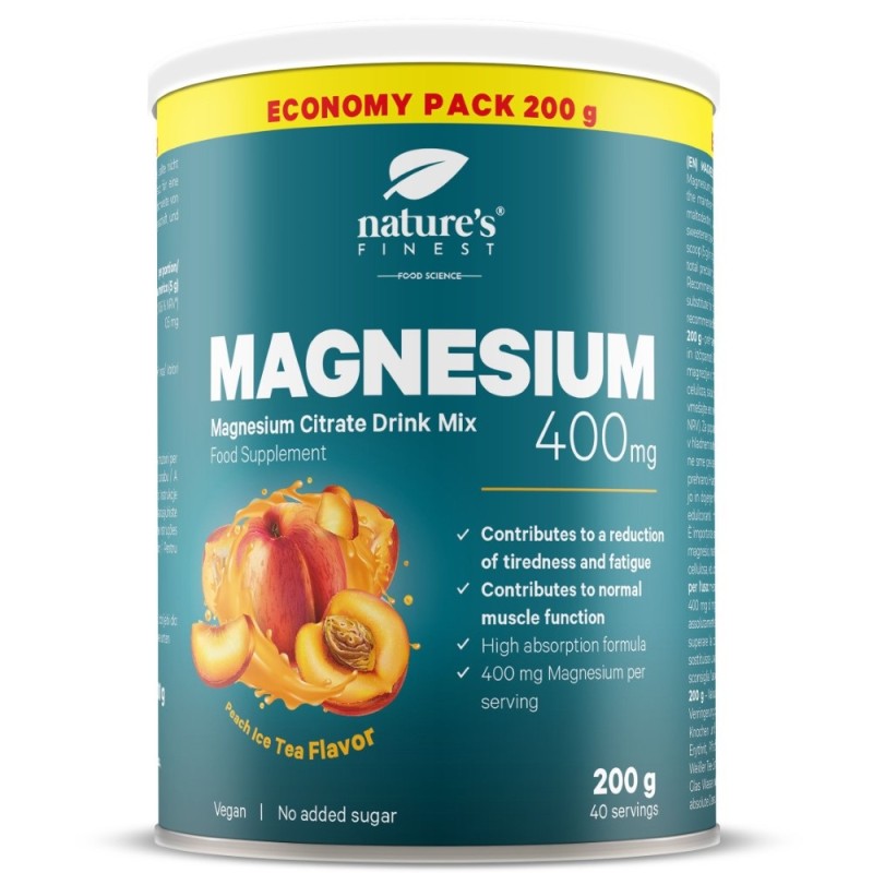 Nature's Finest Magnez 400 mg w proszku brzoskwiniowy - 200 g
