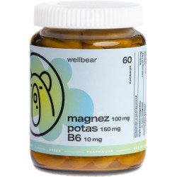 Wellbear Magnez 100 mg + Potas 150 mg + B6 10 mg - 60 kapsułek