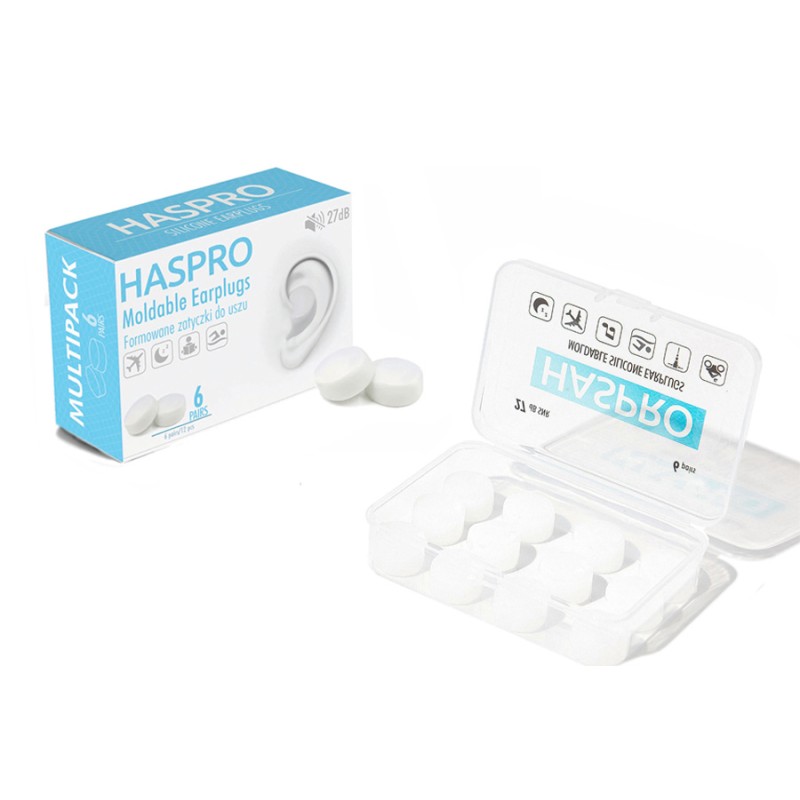Haspro MOLD 6P Formowane zatyczki do uszu Białe - 6 par
