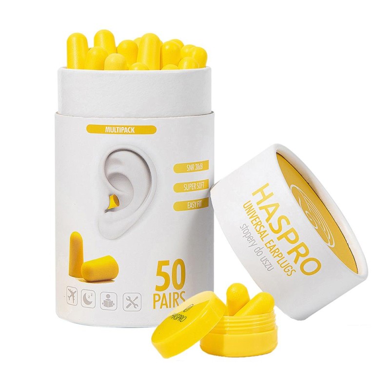 Haspro Tube50 Stopery do uszu Żółte - 50 par