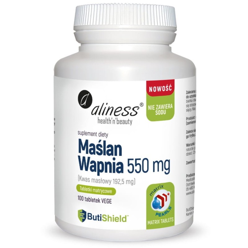 Aliness Maślan wapnia 550 mg (bez sodu) - 100 tabletek