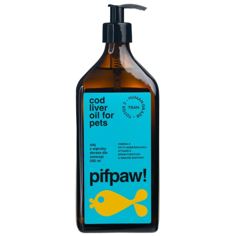 Pifpaw Olej z wątroby dorsza dla zwierząt Human Grade - 500 ml