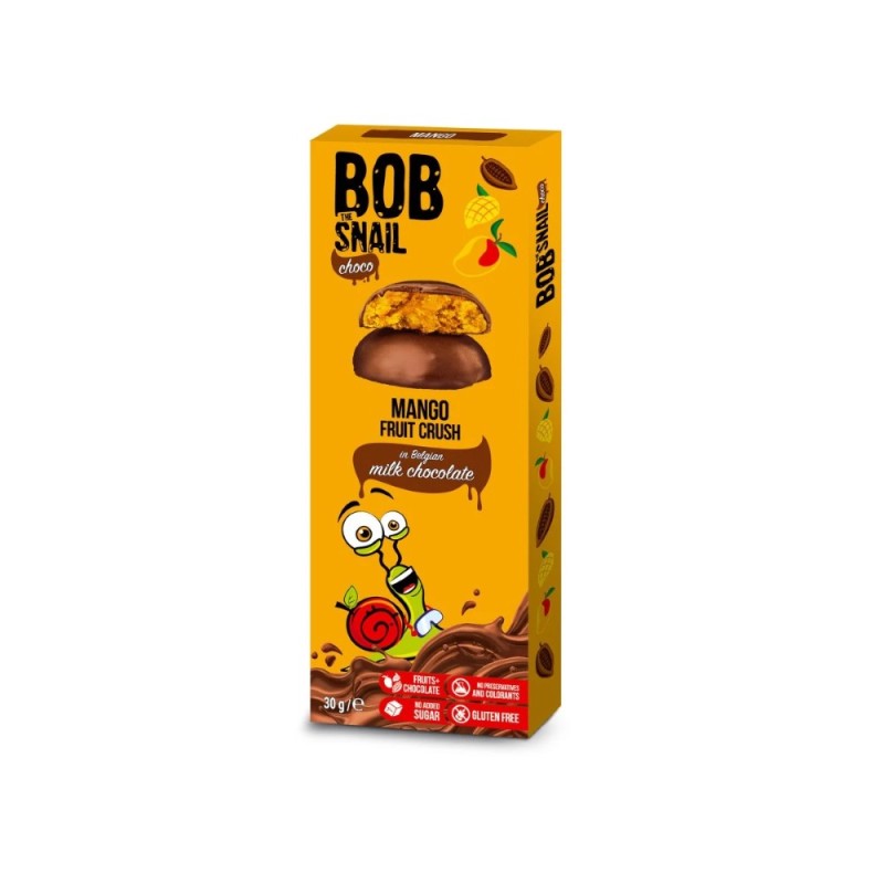 Bob Snail Przekąska mango w belgijskiej czekoladzie bez cukru - 30 g