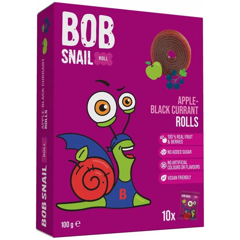 Bob Snail Przekąska jabłko-czarna porzeczka bez cukru - 100 g