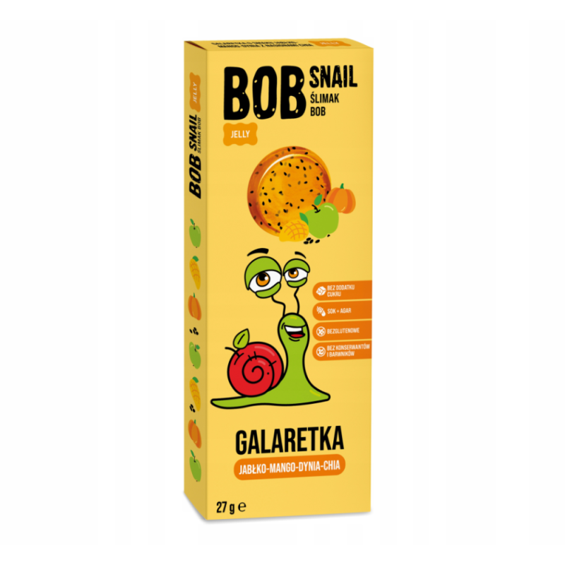 Bob Snail Galaretka owocowa jabłko-mango-dynia-chia bez cukru - 27 g