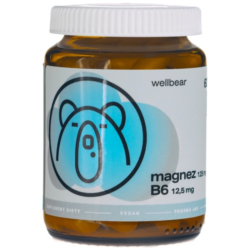 Wellbear Magnez 125 mg + Witamina B6 - 60 kapsułek