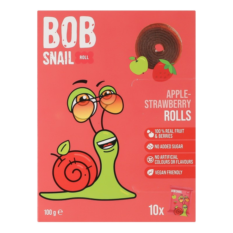 Bob Snail Przekąska jabłko-truskawka bez cukru - 100 g