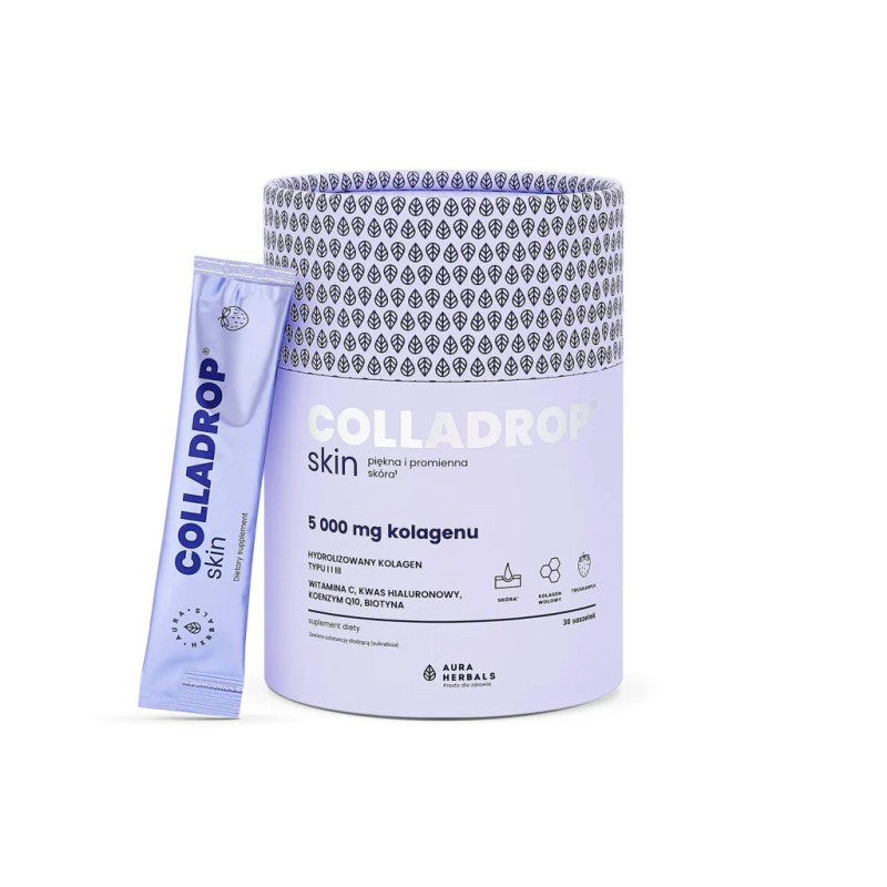 Aura Herbals Colladrop Skin, kolagen truskawkowy 5000 mg - 30 saszetek