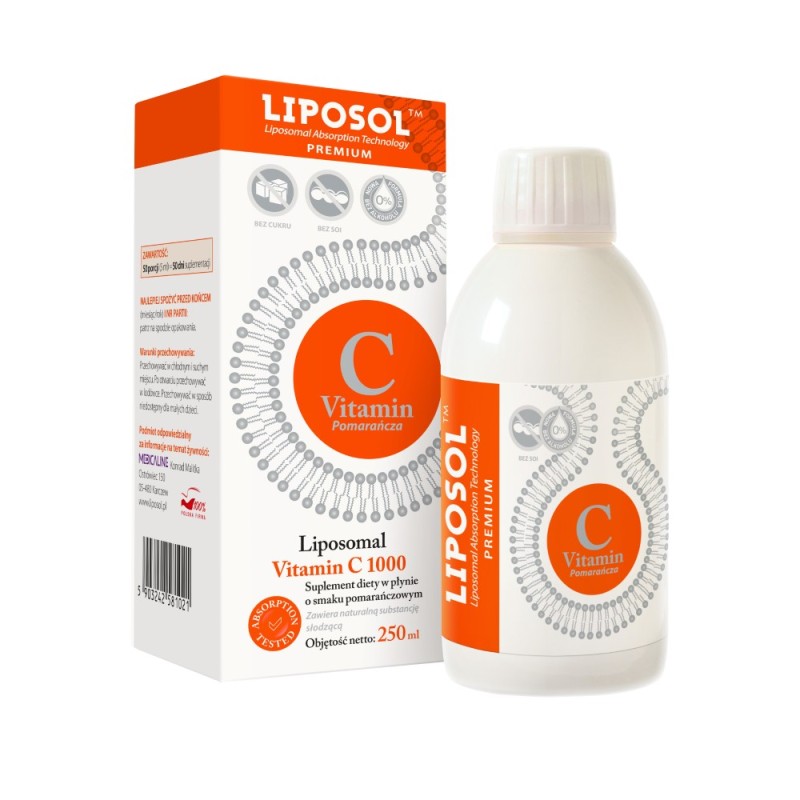 Liposol Vitamin C 1000 Liposomalna witamina C (buforowana) pomarańczowa - 250 ml