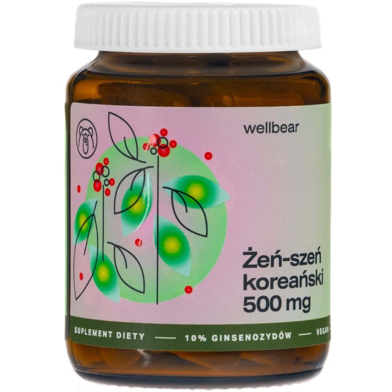 Wellbear Żeń-szeń koreański (Panax ginseng) 500 mg - 60 kapsułek