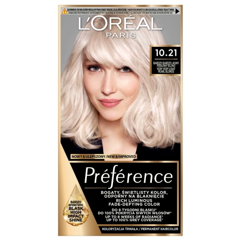 L'Oréal Paris Preference Farba do włosów Z2 10.21 Stockholm, Bardzo bardzo jasny perłowy blond