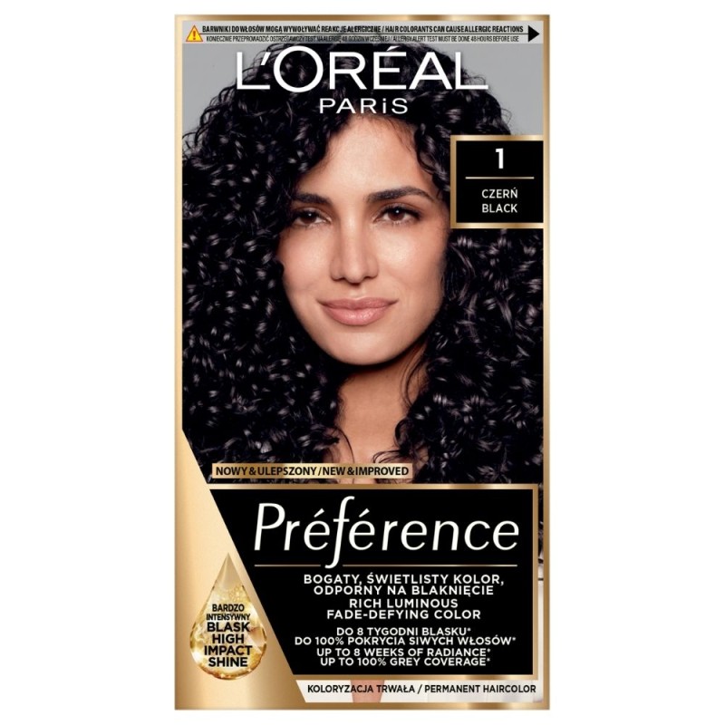 L'Oréal Paris Preference Farba do włosów 1 Napoli, Czerń