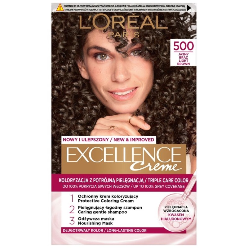 L'Oréal Paris Excellence Creme Farba do włosów, ochronna 500 Jasny brąz