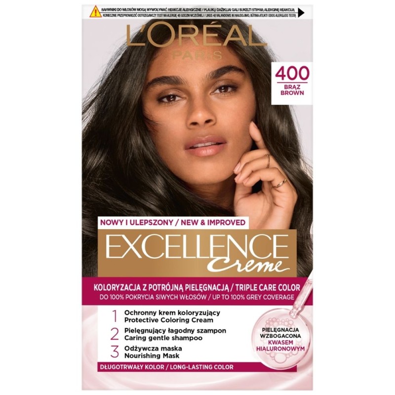 L'Oréal Paris Excellence Creme Farba do włosów, ochronna 400 Brąz