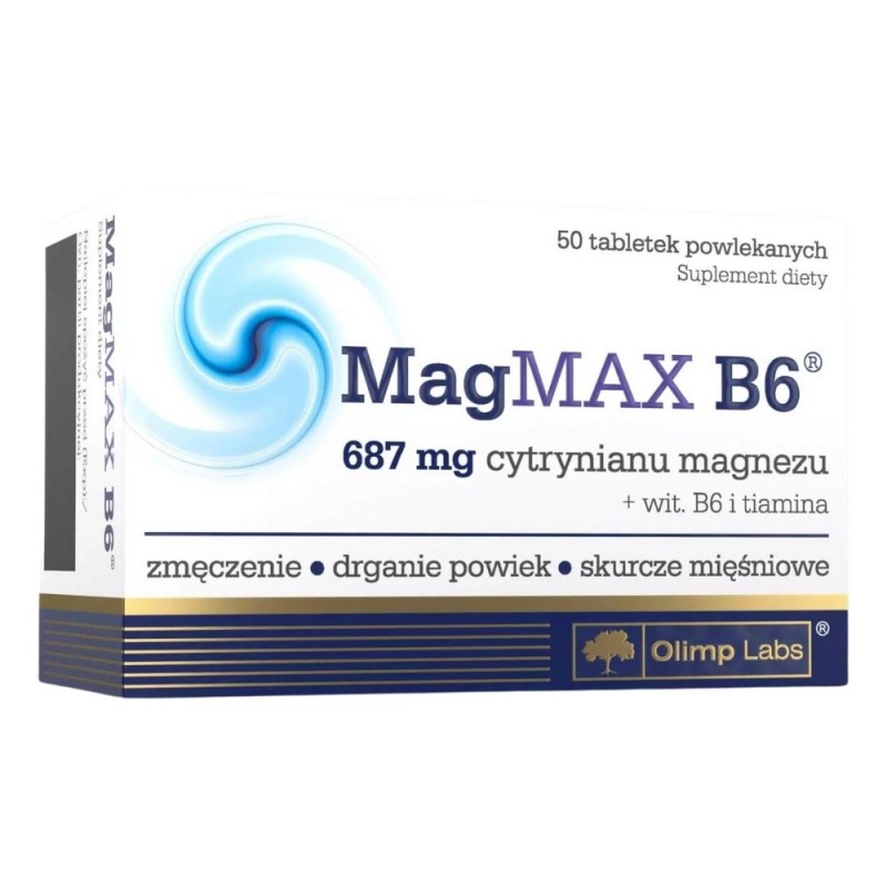 Olimp MagMAX B6 (cytrynian magnezu 687 mg + wit. B6 i tiamina) - 50 tabletek