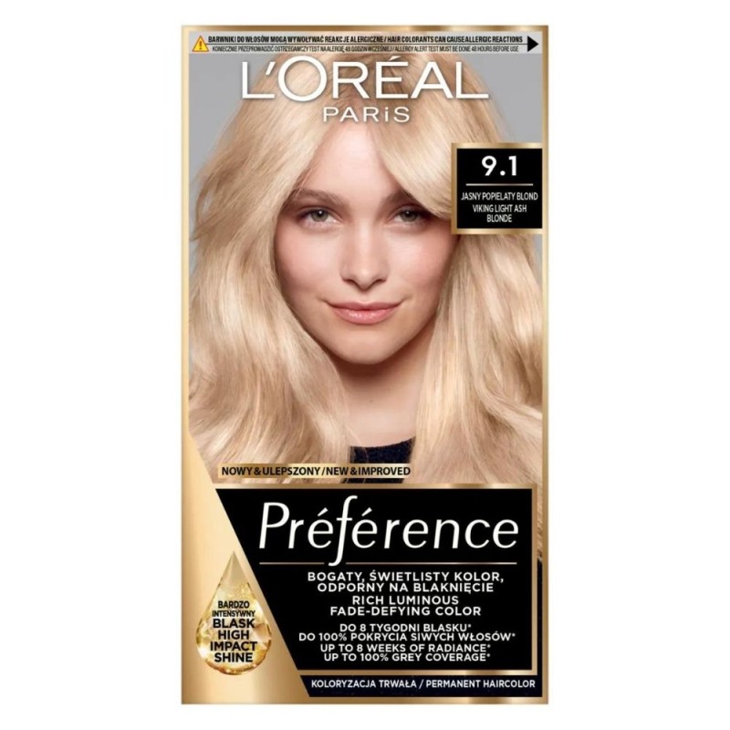 L'Oréal Paris Preference Farba do włosów z aktywatorem połysku Z9.1 Viking, Jasny Popielaty Blond