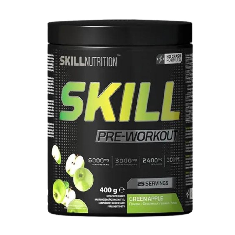 Skill Pre-Workout, Przedtreningówka, zielone jabłko - 400 g