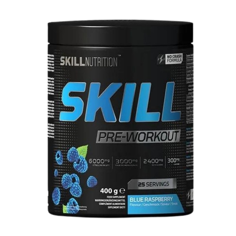 Skill Pre-Workout, Przedtreningówka, niebieska malina - 400 g