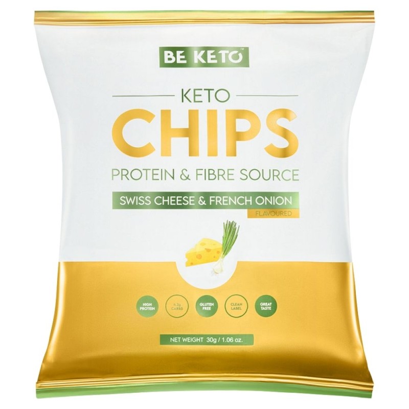 BeKeto Keto Chipsy Ser Szwajcarski & Francuska Cebulka - 30 g